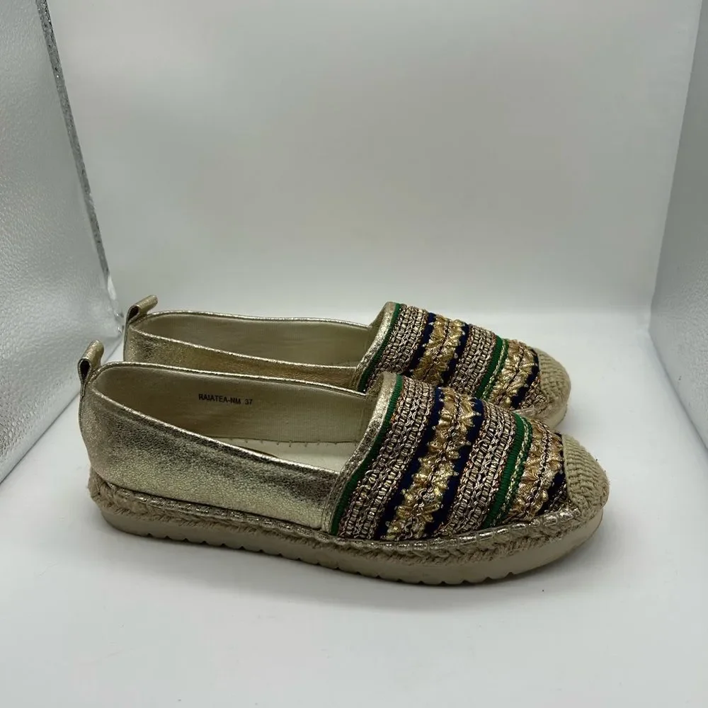 Patrizia by SpringStep Raiatea Slip On Gold Espadrille Loafer